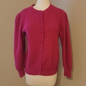 Vintage Adele Joyce lambwood /angora cardigan size large.